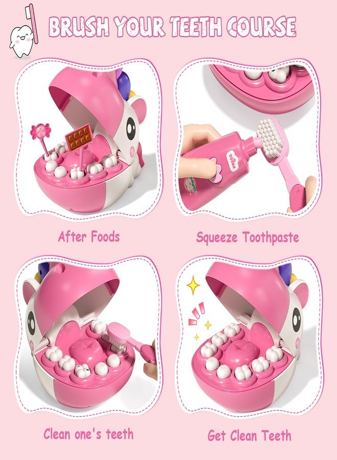 MEWOCHEE 34 PCS Dentist Play Set Toys for Girls, Doctor Kit for Kids Toddlers Ages 2-4 3-5, Pretend Play Toy for Girl Age 4-6, Dentist Toy with Light & Sound, Birthday Gifts for 3 4 5 6 7 8 Year Old Girls - Image 3